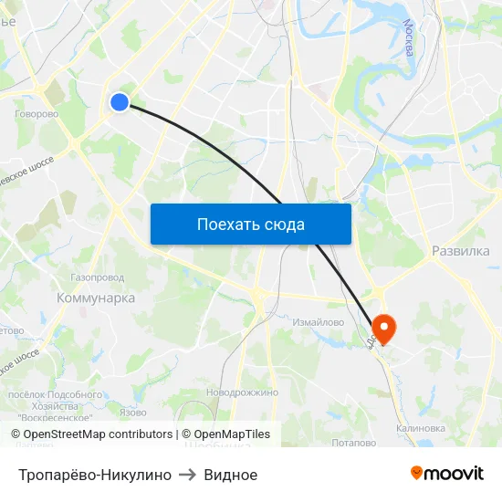 Тропарёво-Никулино to Видное map