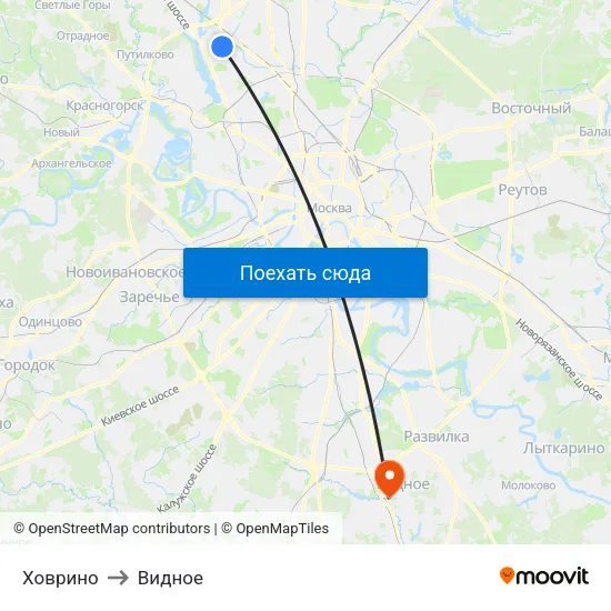 Ховрино to Видное map