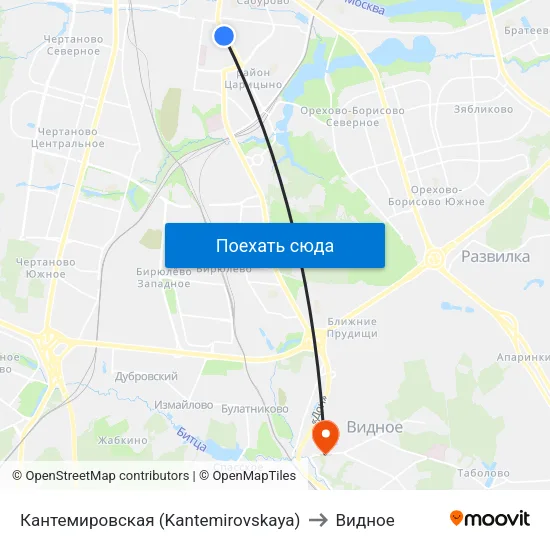 Кантемировская (Kantemirovskaya) to Видное map