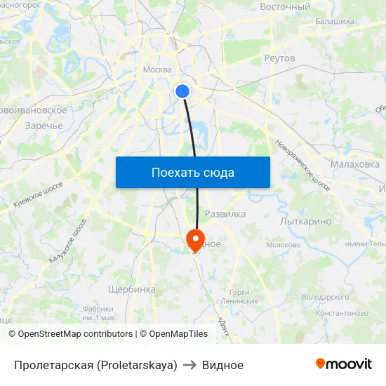 Пролетарская (Proletarskaya) to Видное map