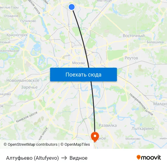 Алтуфьево (Altufyevo) to Видное map