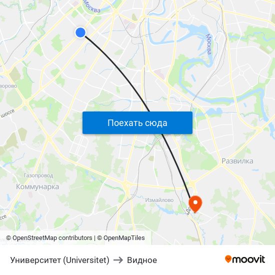 Университет (Universitet) to Видное map