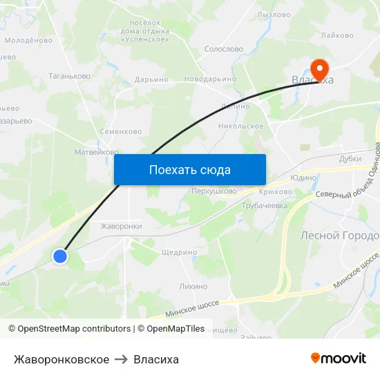 Жаворонковское to Власиха map