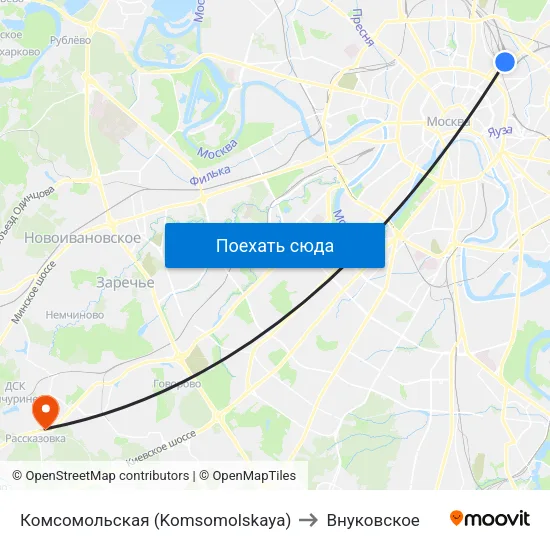 Комсомольская (Komsomolskaya) to Внуковское map