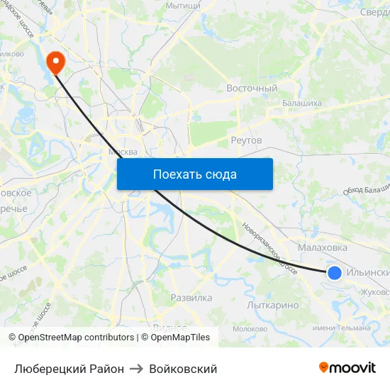 Люберецкий Район to Войковский map
