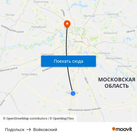 Подольск to Войковский map