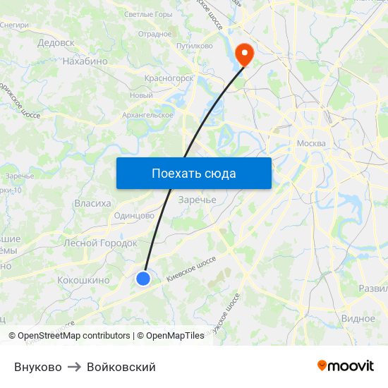 Внуково to Войковский map