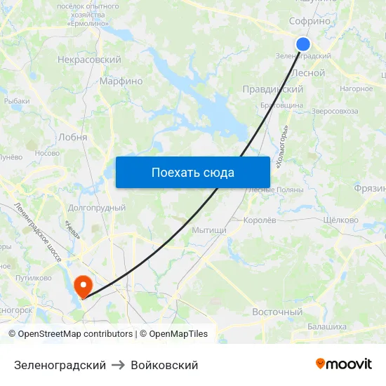 Зеленоградский to Войковский map