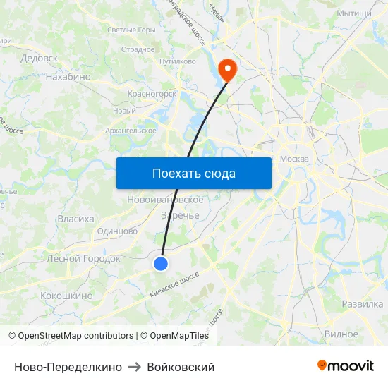 Ново-Переделкино to Войковский map