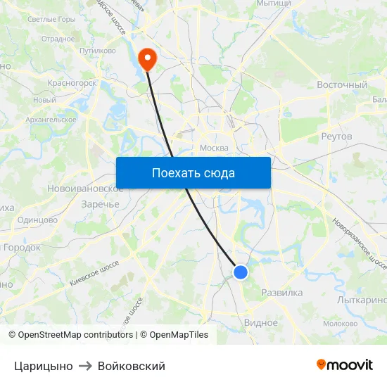 Царицыно to Войковский map