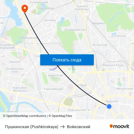 Пушкинская (Pushkinskaya) to Войковский map