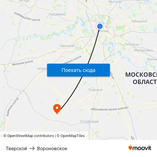 Тверской to Вороновское map