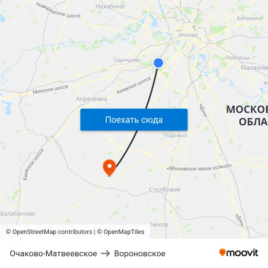 Очаково-Матвеевское to Вороновское map