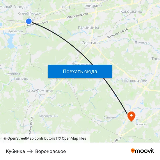 Кубинка to Вороновское map