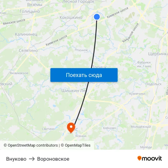 Внуково to Вороновское map