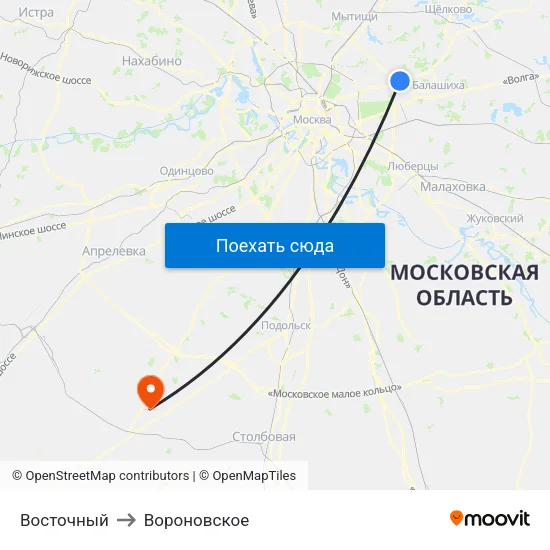Восточный to Вороновское map