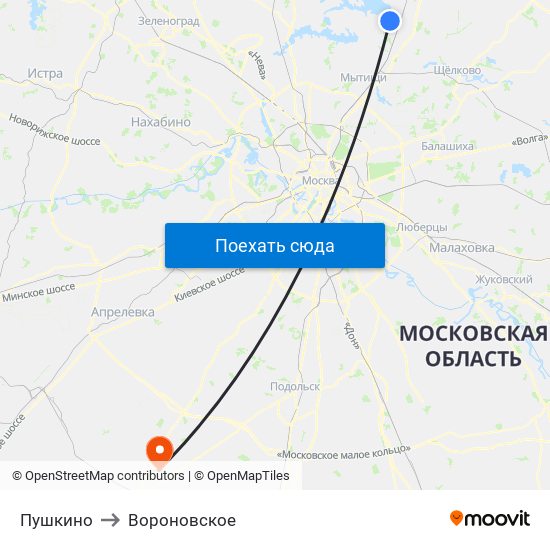 Пушкино to Вороновское map