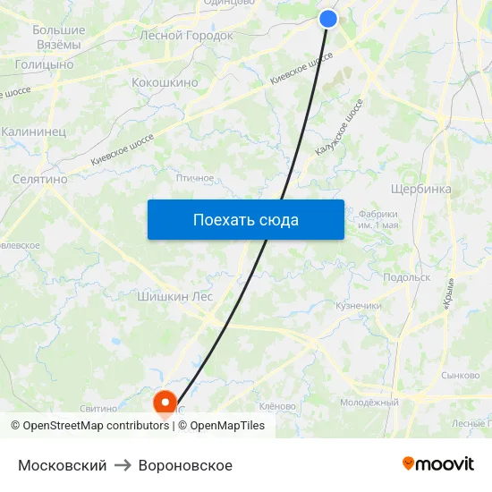 Московский to Вороновское map