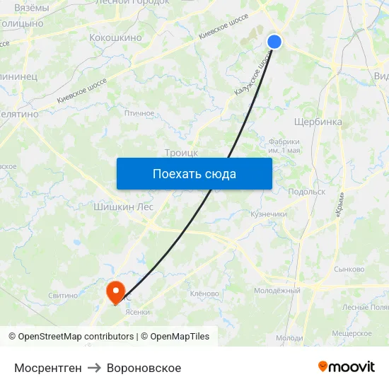 Мосрентген to Вороновское map