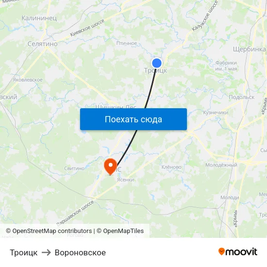 Троицк to Вороновское map