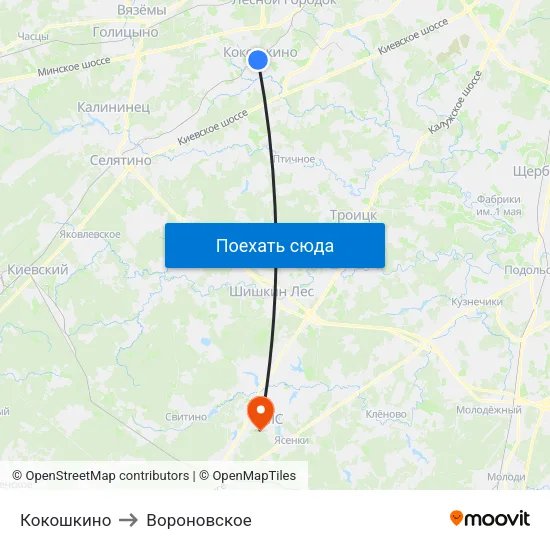 Кокошкино to Вороновское map