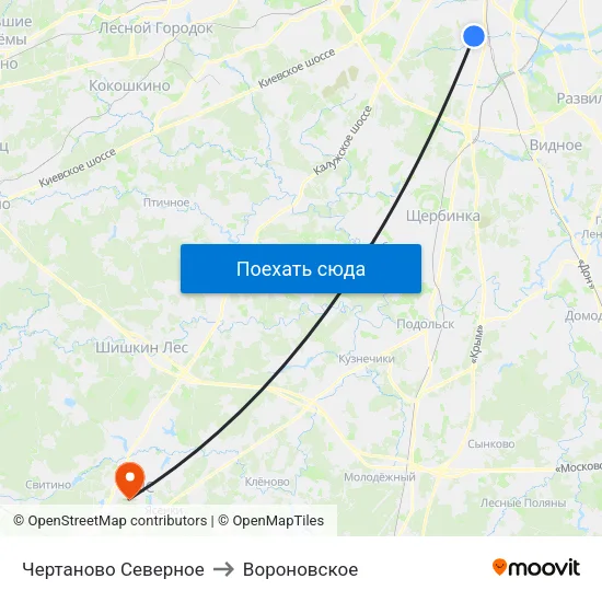 Чертаново Северное to Вороновское map