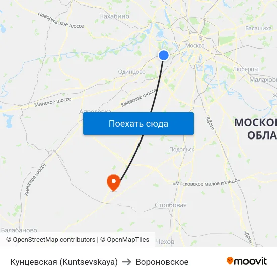 Кунцевская (Kuntsevskaya) to Вороновское map