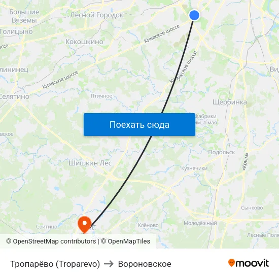 Тропарёво (Troparevo) to Вороновское map