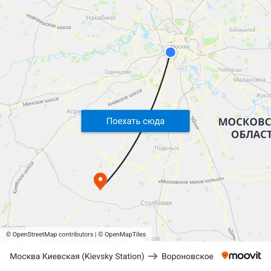 Москва Киевская (Kievsky Station) to Вороновское map