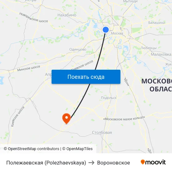 Полежаевская (Polezhaevskaya) to Вороновское map