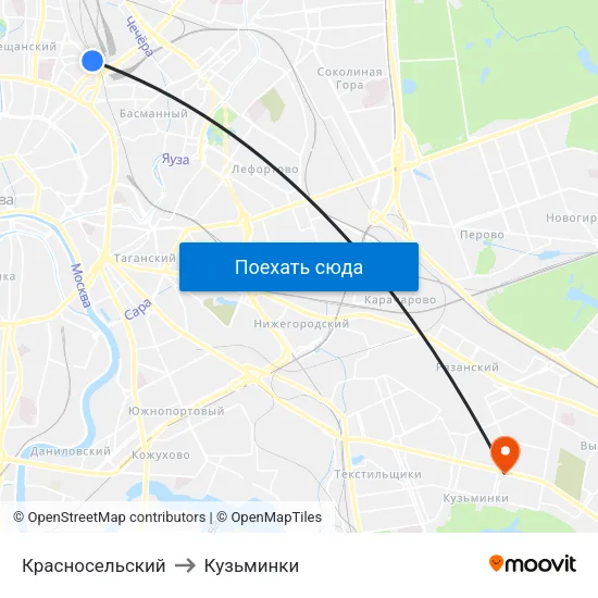Красносельский to Кузьминки map