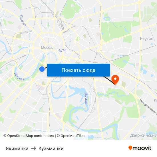 Якиманка to Кузьминки map