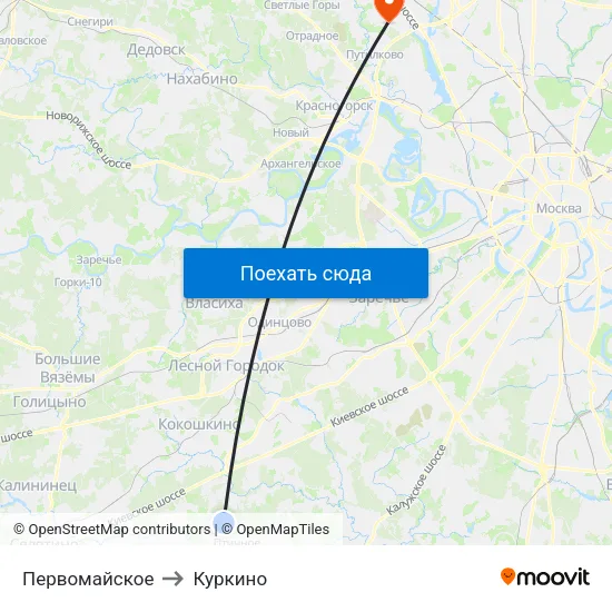 Первомайское to Куркино map