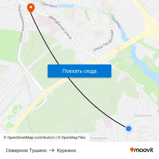 Северное Тушино to Куркино map