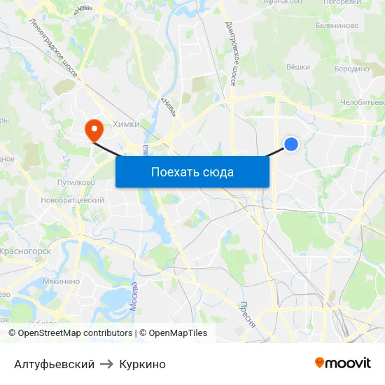 Алтуфьевский to Куркино map