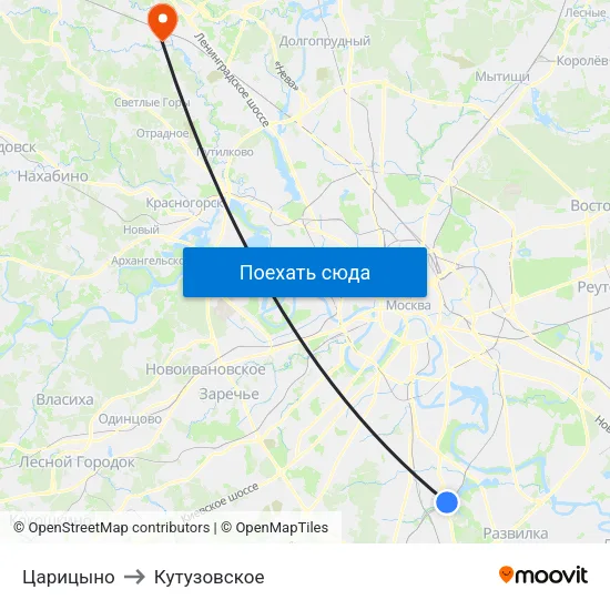 Царицыно to Кутузовское map