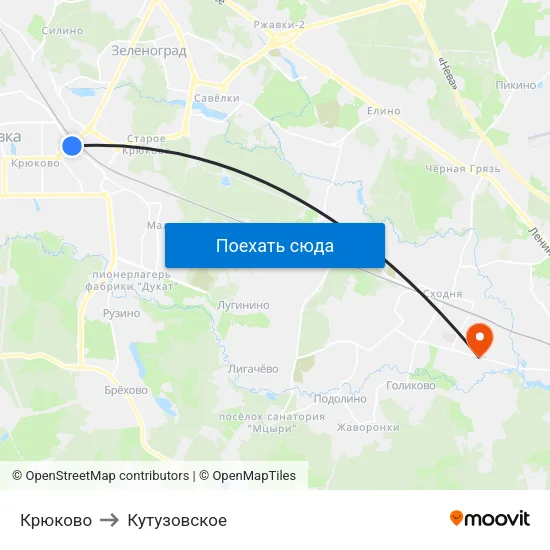 Крюково to Кутузовское map