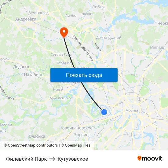 Филёвский Парк to Кутузовское map