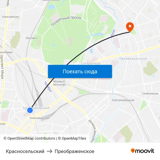 Красносельский to Преображенское map