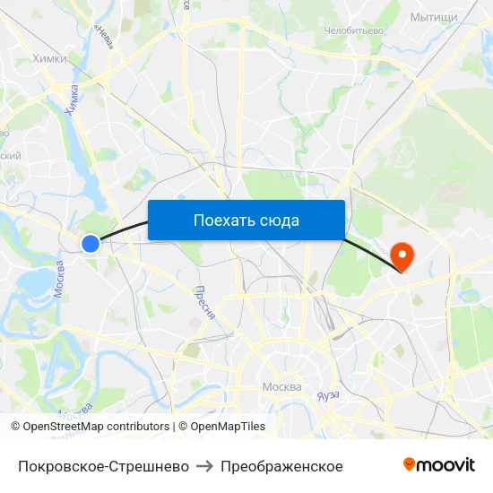 Покровское-Стрешнево to Преображенское map