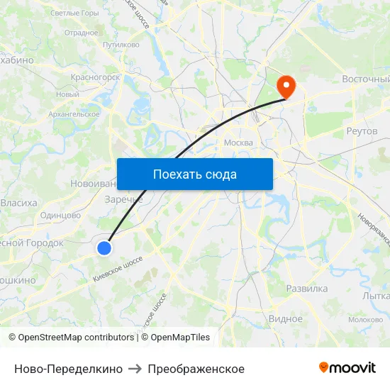 Ново-Переделкино to Преображенское map