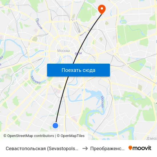 Севастопольская (Sevastopolskaya) to Преображенское map