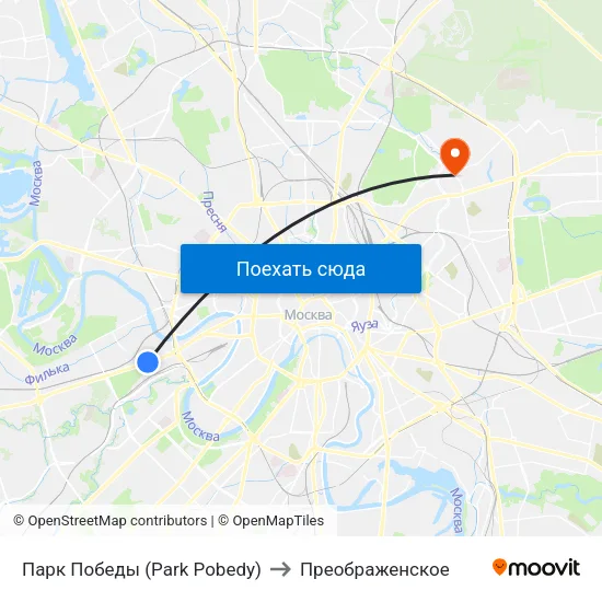 Парк Победы (Park Pobedy) to Преображенское map