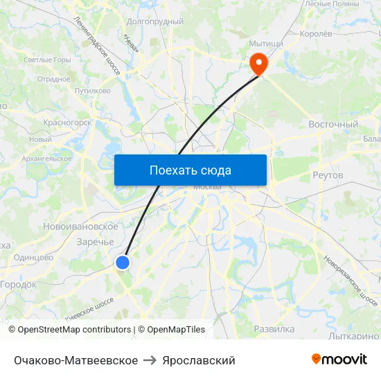 Очаково-Матвеевское to Ярославский map