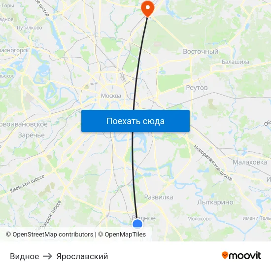 Видное to Ярославский map