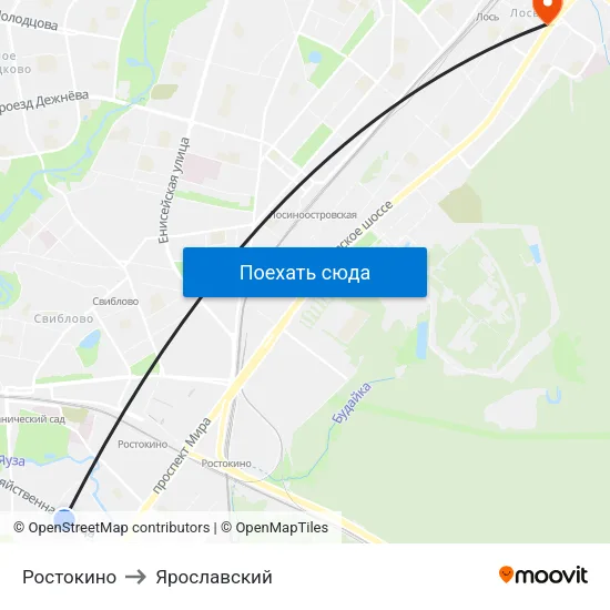 Ростокино to Ярославский map