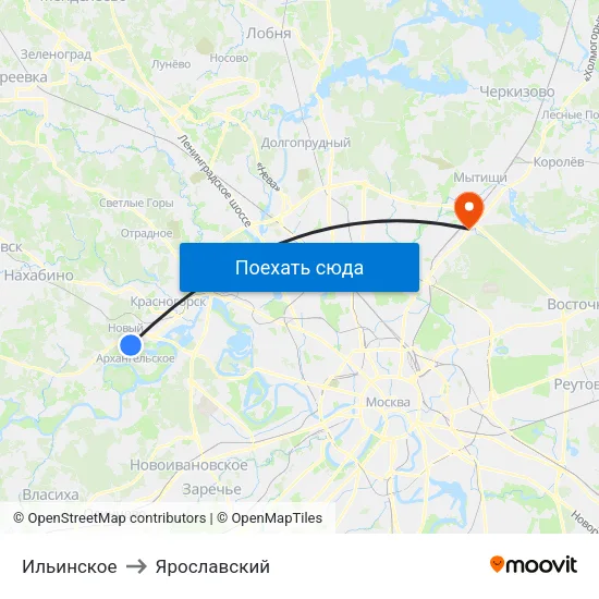 Ильинское to Ярославский map