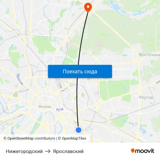 Нижегородский to Ярославский map