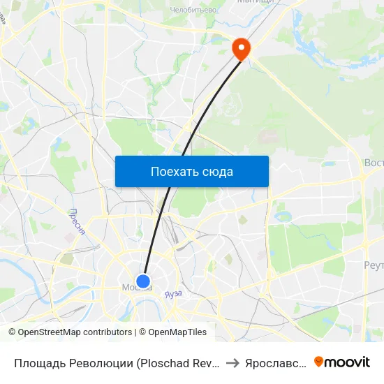 Площадь Революции (Ploschad Revolyutsii) to Ярославский map