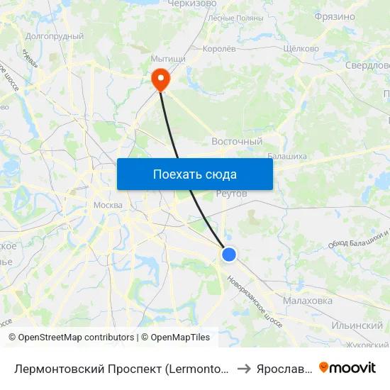 Лермонтовский Проспект (Lermontovsky Prospekt) to Ярославский map